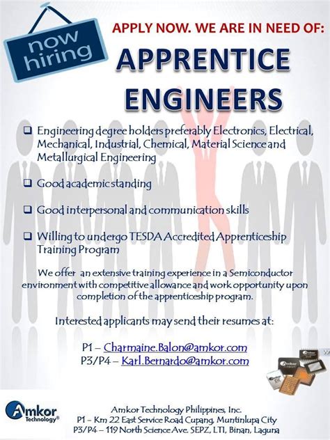 Job: Apprentice Industrial Engineer at Amkor Technology Phils..